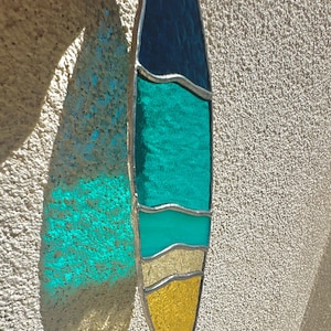 Handmade stained glass beach surfboard