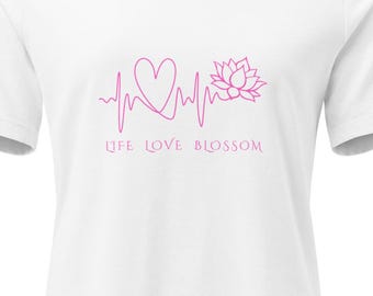 T-shirt spiritueel - Mindfulness T-shirt met hartslag en lotus - Spiritualiteitscadeau voor vrouwen