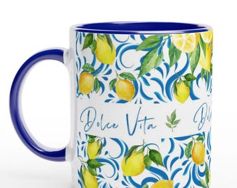 Tasse mit Zitronen,mediterran,  Dolce Vita, Geschenk Italien Liebhaber, italien obst präsentation