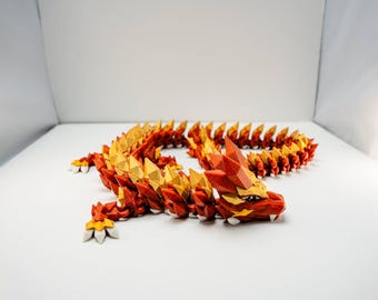 3D Printed Articulated Dragon, Unique Gift for Dragon Lovers, Flexible Fidget Toy, Crystal Dragon