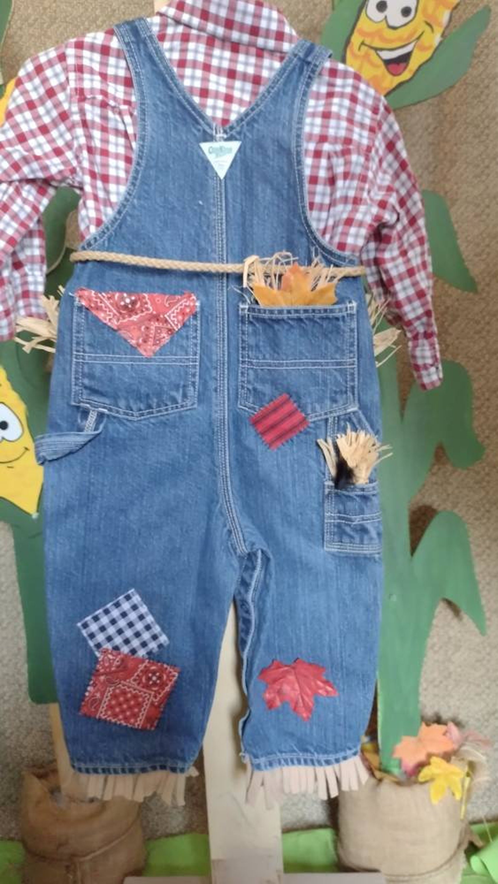 Boys 18 months Scarecrow Costume denim overalls cotton | Etsy