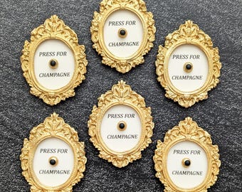 Fondant "Press for Champagne"  Frames. Edible Party Decor – Bridal Shower, Bachelorette, Birthday Accents. Set of six