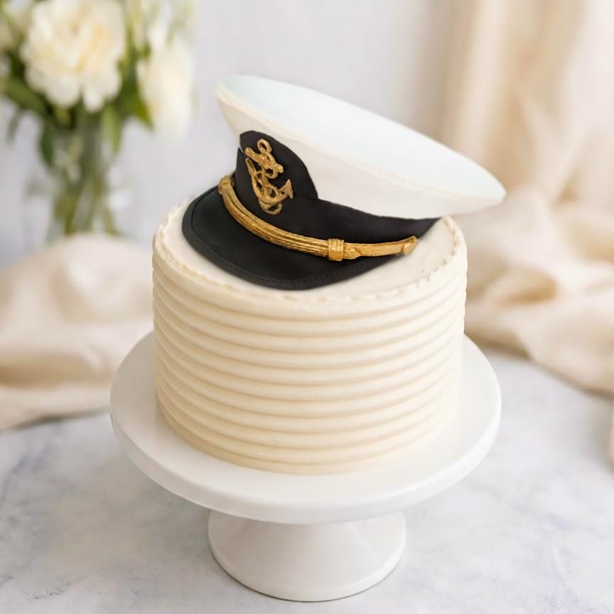 Nautical Captain Hat Cake Topper, Navy Officer Cap, Maritime Retirement ...