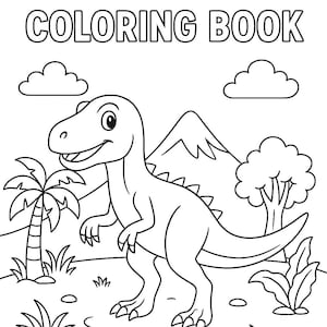Dinosaur Coloring Book for Kids 5 Fun Printable Pages T Rex More Instant Download Activity for Toddlers  Preschoolers