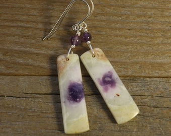 Mexican Purple Opal Dangle Earrings, Gift for Mom, Easter Earrings, October Birthstone