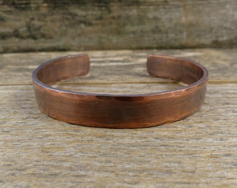 Mens Copper Bracelet, Hand Hammered Pure Copper Cuff