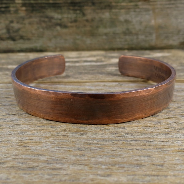 Mens Copper Bracelet, Hand Hammered Pure Copper Cuff