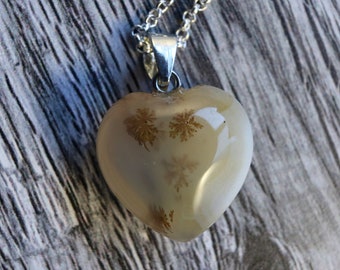 Montana Agate Heart Necklace, Gift for Mom