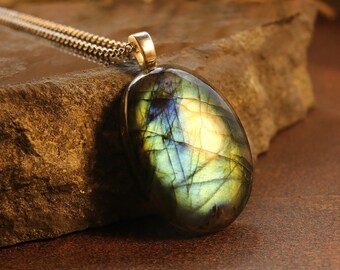 Labradorite Gemstone Necklace, Mothers Day Gift, Northern Lights Stone