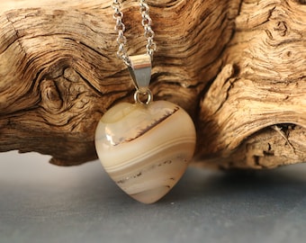 Earthy Mothers Day Gift, Montana Agate Heart Necklace