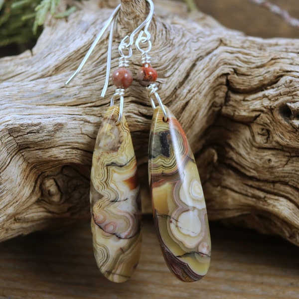 Crazy Lace Agate Earrings, Agate Jewelry, ADHD Stone, Gift for Mom