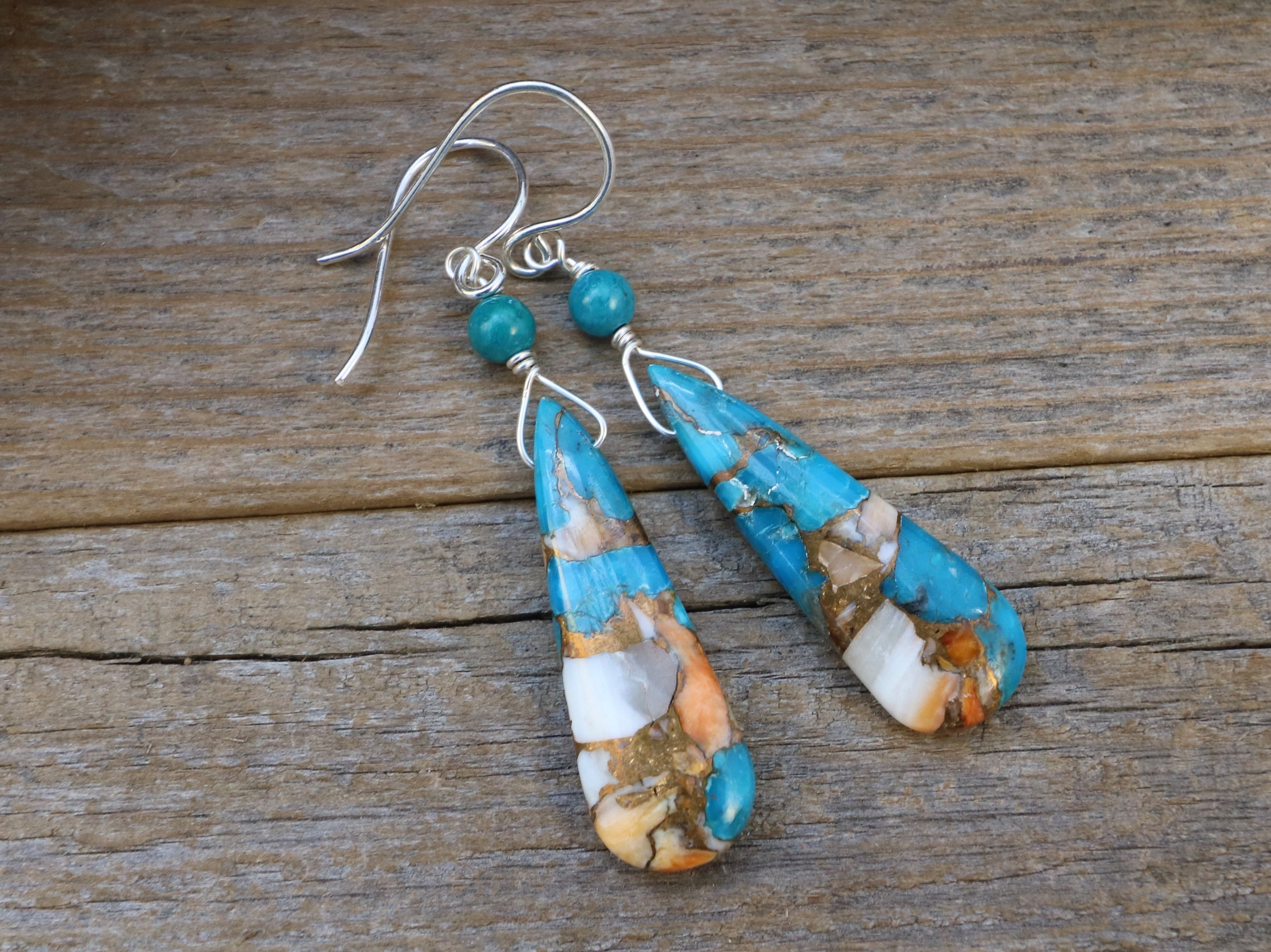 Turquoise Spiny Oyster Earrings Turquoise Earrings Turquoise Etsy