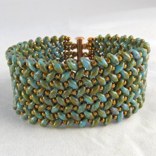 Turquoise and Copper Superduo Bracelet