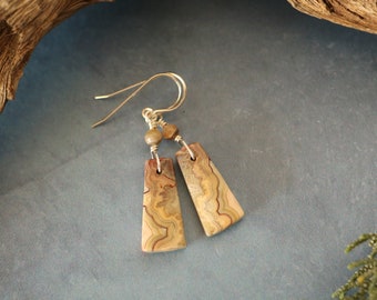 Crazy Lace Agate Earrings, Earthy Gift for Mom, Casual Everyday Dangles