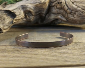 Pure Copper Mens Bracelet, Hand Hammered Copper Cuff