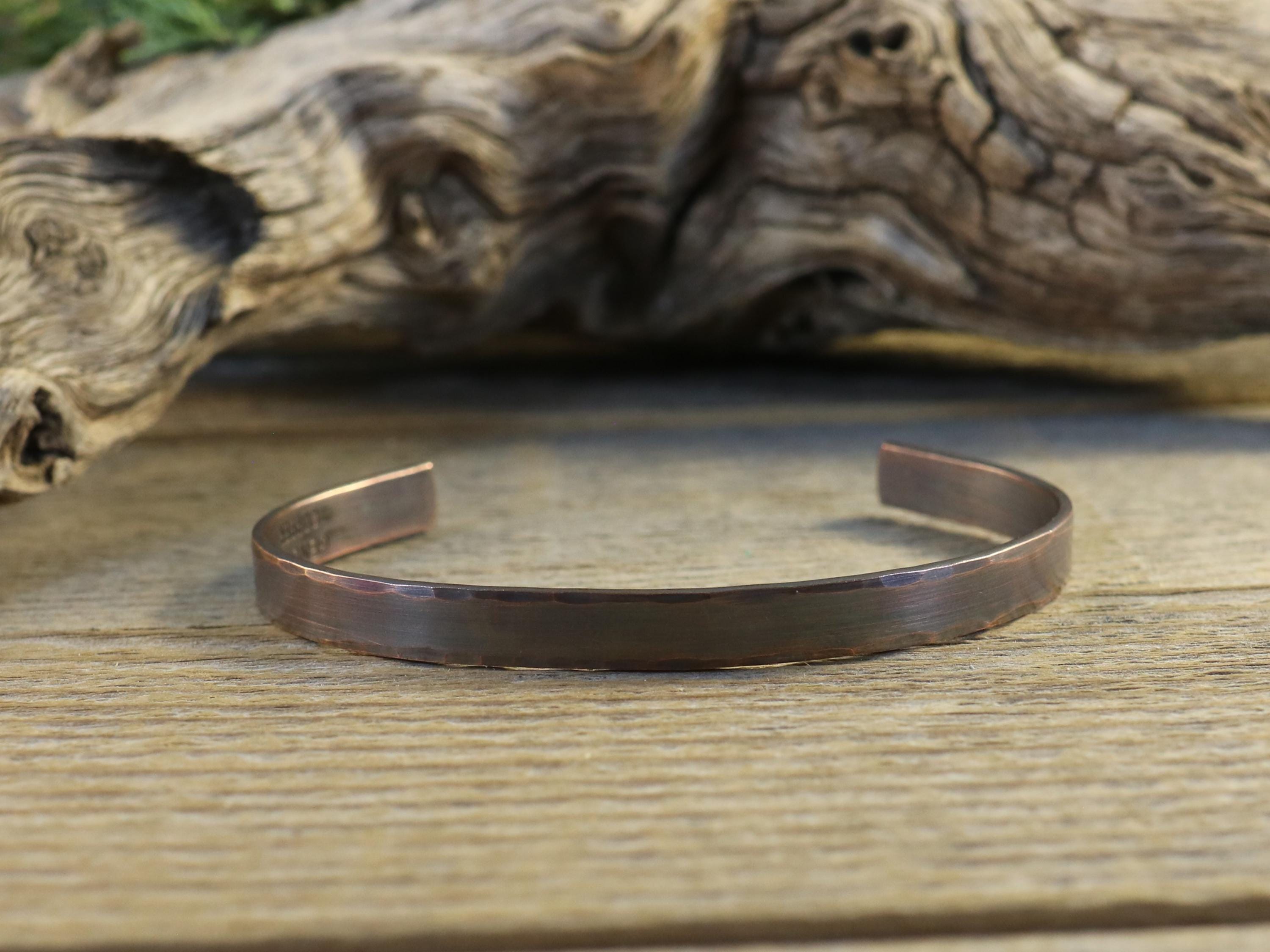 Pure Copper Mens Bracelet, Hand Hammered Copper Cuff