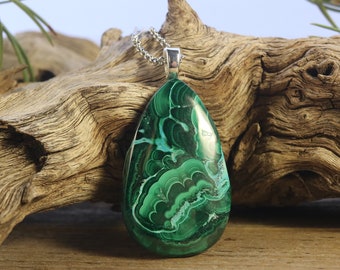 Chrysocolla Malachite Necklace, Natural Gemstone Necklace, Handmade in New Mexico, Gift for Mom