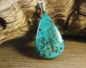 Turquoise Blue Chrysocolla Pendant Necklace, Chrysocolla Jewelry, December Birthstone, Mother's Day Gift