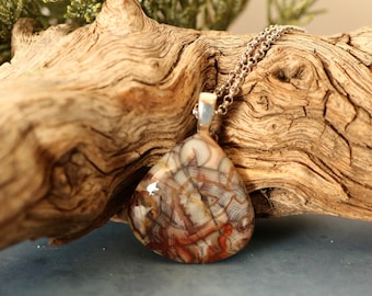 Crazy Lace Agate Pendant Necklace, Earthy Agate Mother's Day Gift