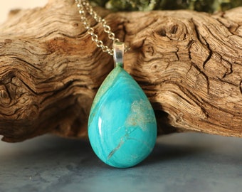 Turquoise Blue Peruvian Opal Necklace, Mothers Day Gift, Gift for Wife