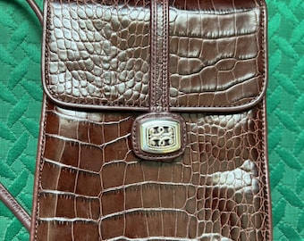 BRIGHTON One World - Smooth & Croc Embossed Leather - Crossbody Bag GORGEOUS