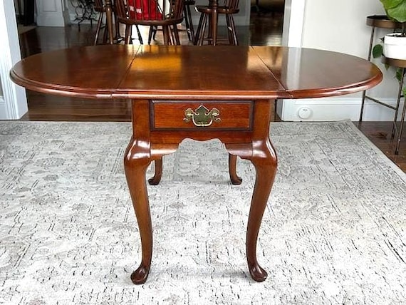 BASSETT Drop Leaf Side/ End Table W/ Drawer - SOLID WOOD - Etsy