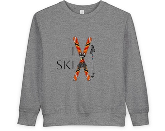 I Ski スウェットシャツ（幼児・子供用、サイズ2T～7T）｜キッズ スキー グラフィック クルーネック