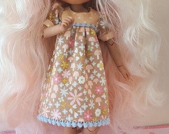 Blythe Dress - Peach and Beige