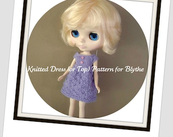 Instant Download PDF Pattern for Knitted Dress (or Top) for Blythe