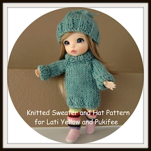 Instant Download PDF Pattern for Knitted Sweater and Hat for Lati Yellow and Pukifee