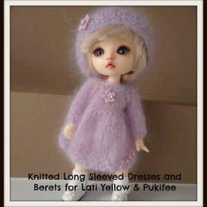 Instant Download PDF Pattern for Two Knitted Dresses and Berets for Lati Yellow and Pukifee