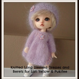 Instant Download PDF Pattern for Two Knitted Dresses and Berets for Lati Yellow and Pukifee image 1