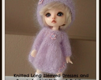 Instant Download PDF Pattern for Two Knitted Dresses and Berets for Lati Yellow and Pukifee