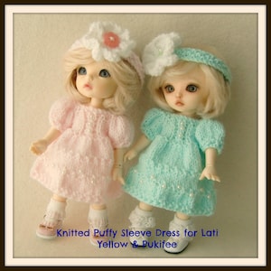 Instant Download PDF Pattern for Puffy Sleeve Knitted Dress for Lati Yellow and Pukifee