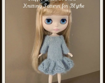 Instant Download PDF Knitting Pattern for Ruffle Dress or Skirt for Blythe