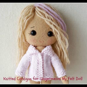 PDF Knitted Cardigan Pattern for Gingermelon My Felt Doll
