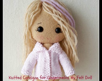 PDF Knitted Cardigan Pattern for Gingermelon My Felt Doll