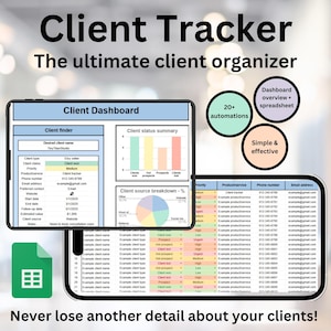 Client Tracker Spreadsheet, CRM Tool For Small Business, All-In-One Client Organizer Google Sheets Template, Client Invoice Tracker Tool