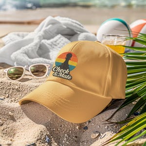 Check and Mate Retro Chess Hat   Sunset Chess Lover Cap | Gifts for Chess Players & Board Game Fans