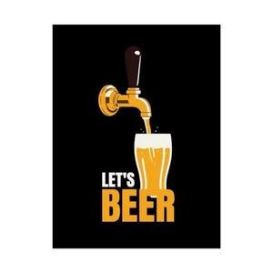 Let&#39;s Beer Poster, Beer Lovers Wall Art, Man Cave Decor, Craft Beer Gift, Party Decoration, Unique Bar Art