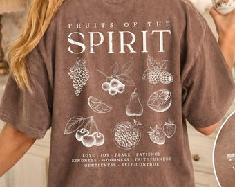 Fruits of the Spirit Christian T Shirt Comfort Colors Faith Based Tee Galatians 5 22 Bible Verse Shirt Christian Apparel Church Jesus Gifts