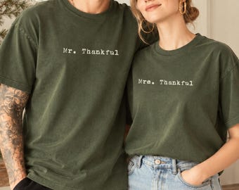 Mrs Thankful Shirt for Women Christian Thanksgiving Comfort Colors Tee Grateful Wife Shirt Fall Outfit Christmas Gift for Her Jesus Faith