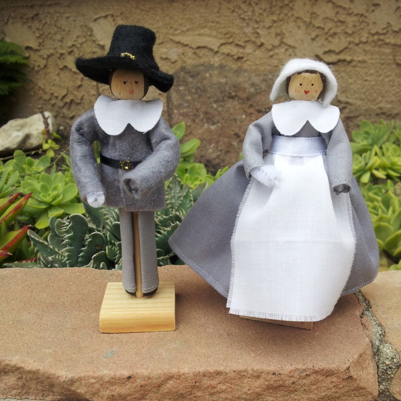 Thanksgiving Pilgrim Clothespin Doll Set Boy and Girl Pilgrim Etsy