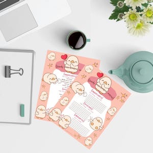 May include: Two pink printable worksheets with a cute cartoon chick design. The worksheets are titled "Body Movement Menu" and include sections for appetizers, entrees, and desserts.