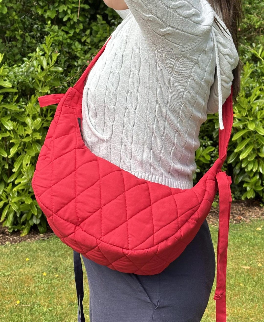 Handmade, Red, Quilted, Crossbody Bag. Size Large - Etsy