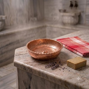 Authentische osmanische Hammam-Schale: 100 % handgewebte Kupferschale | Traditionelles Bade- und Spa-Set 7,1 Zoll