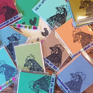 Tarjetas postales y tarjetas de pollo