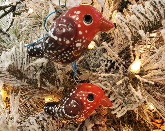 Strawberry Finch Christmas Ornament