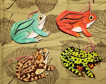Hand Painted Wooden Frog Hangable Art 4 To Choose From