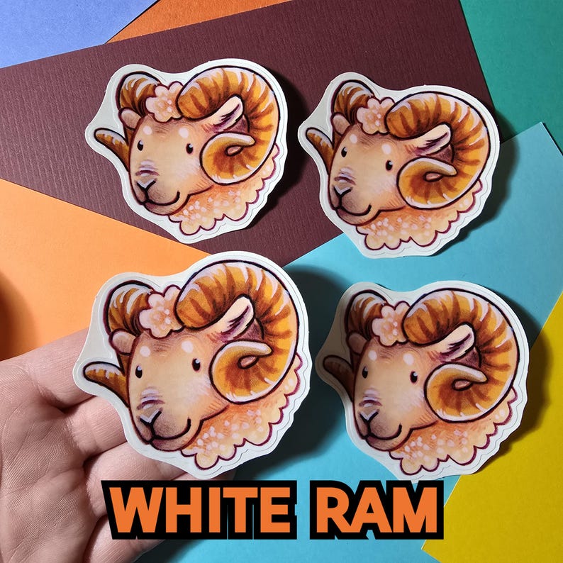 Ram Stickers On Computer White Ram Sheep Vinyl Sticker - Etsy